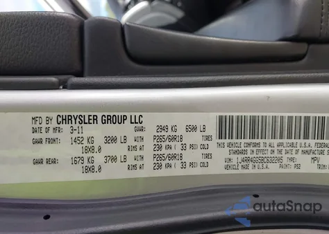 2011 Jeep Grand Cherokee Laredo из США, поврежденный, VIN 1J4RR4GG5BC632205